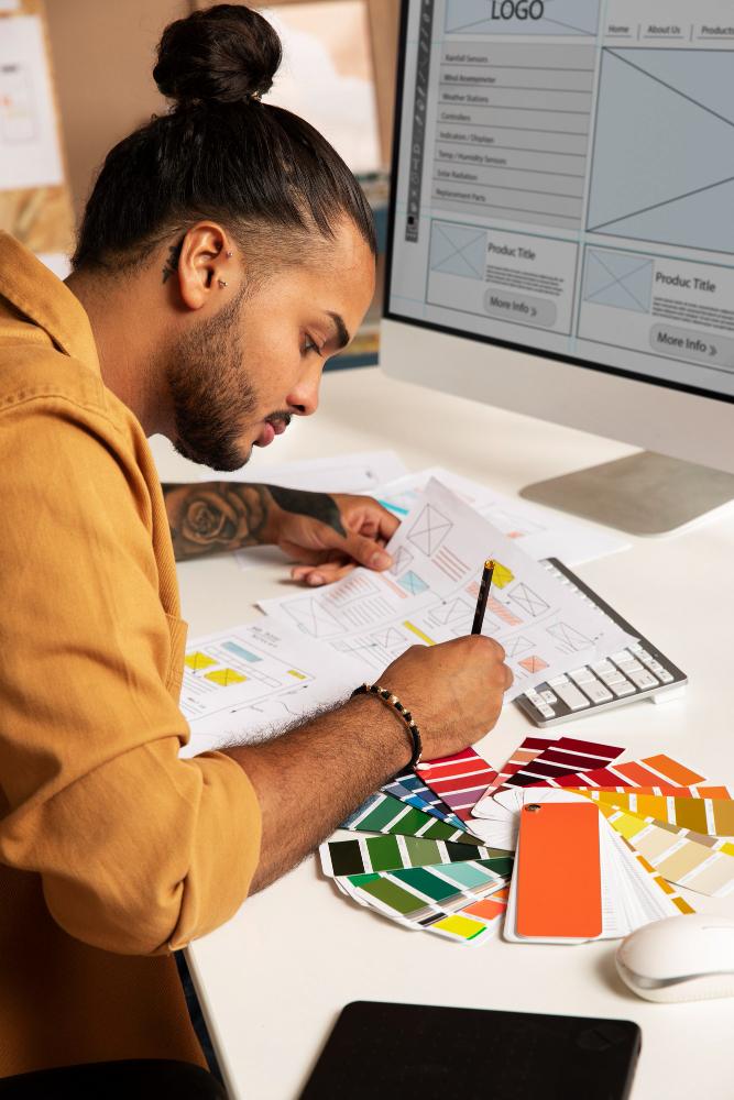 Creative brand identity and visual design workspace